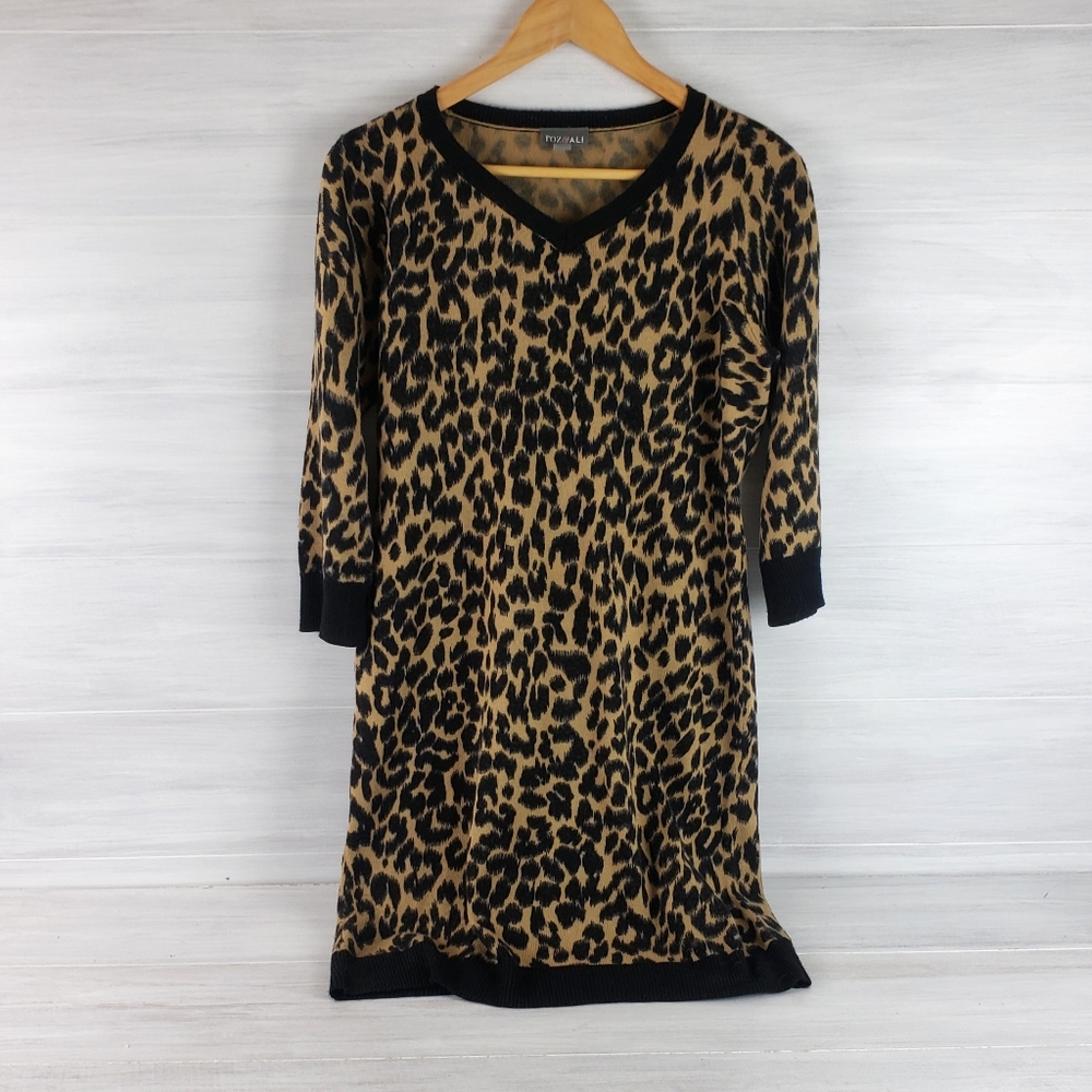 Roz & Ali Leopard Print Sweater Dress - Picture 1 of 15